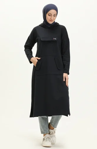 Hooded Long Sport Tunic 99258-01 Navy Blue 99258-01