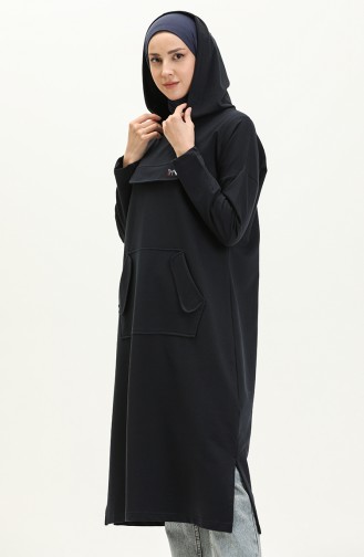 Hooded Long Sport Tunic 99258-01 Navy Blue 99258-01