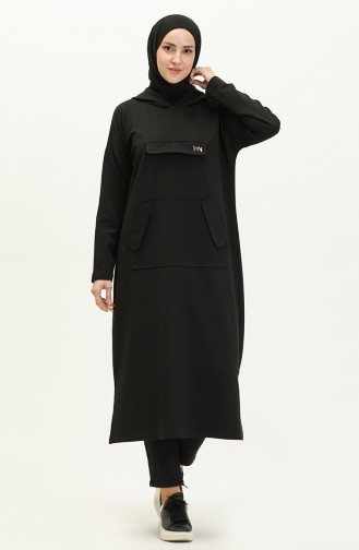 Hooded Long Sport Tunic 99258-02 Black 99258-02