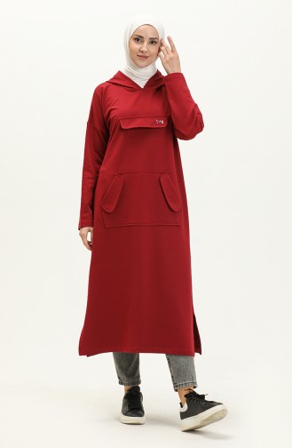 Hooded Long Sport Tunic 99258-03 Claret Red 99258-03