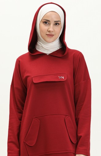 Hooded Long Sport Tunic 99258-03 Claret Red 99258-03