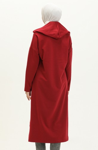 Hooded Long Sport Tunic 99258-03 Claret Red 99258-03