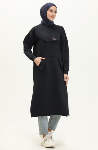 Kangaroo Pocket Lange Tunika 99259-02 Navy blau 99259-02