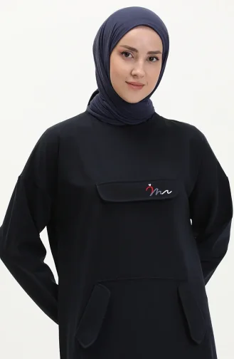 تونيك طويل بجيب كنجرو 99259-02 كحلي 99259-02