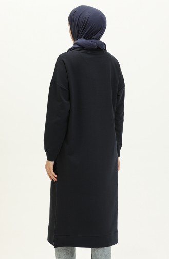 Kangaroo Pocket Long Tunic 99259-02 Navy Blue 99259-02