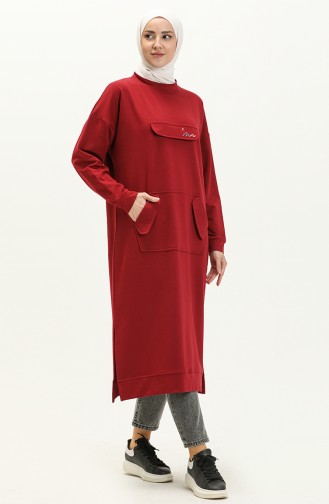 Kanguru Cepli Uzun Tunik 99259-03 Bordo