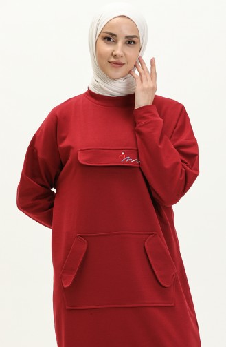 Kanguru Cepli Uzun Tunik 99259-03 Bordo