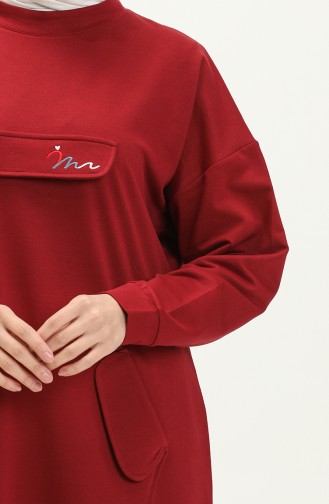 Kanguru Cepli Uzun Tunik 99259-03 Bordo