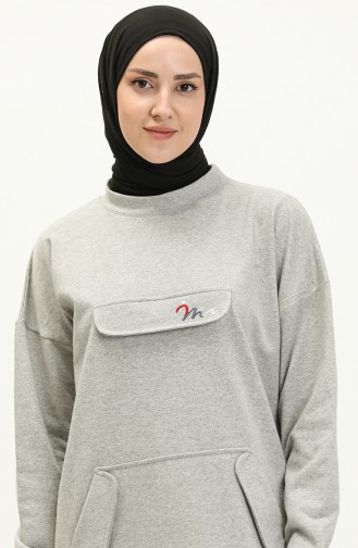 Kangaroo Pocket Lange Tunika 99259-05 Grau 99259-05