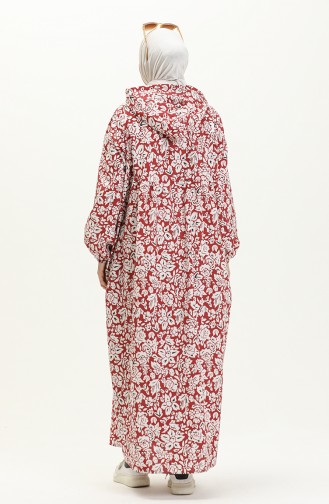 Terry Cotton Printed Abaya 24Y8871A-04 Claret Red 24Y8871A-04