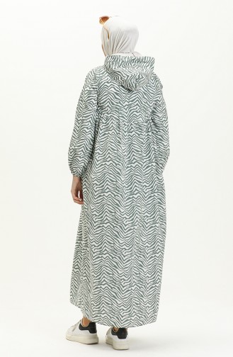 Teri Baumwolle gemusterte Abaya 24Y8871-05 Grün 24Y8871-05