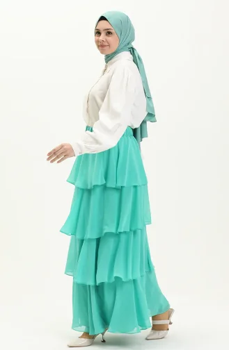 Jupe en Mousseline 1001-01 Vert Menthe 1001-01