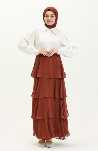 Tiered Chiffon Skirt 1001-03 Brick Red 1001-03