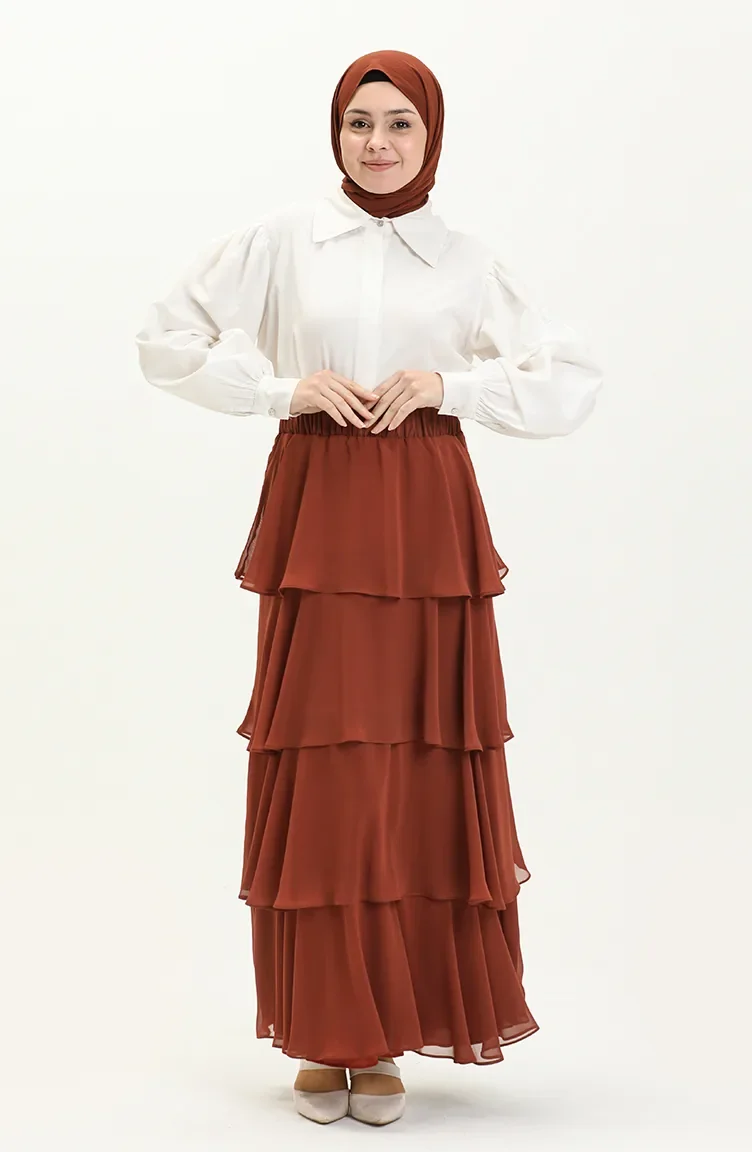 Mehrschichtiger Chiffon-Rock 1001-03 Fliese 1001-03