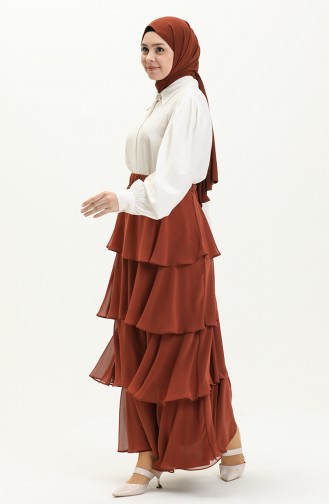 Tiered Chiffon Skirt 1001-03 Brick Red 1001-03