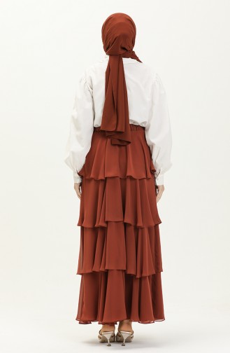 Tiered Chiffon Skirt 1001-03 Brick Red 1001-03