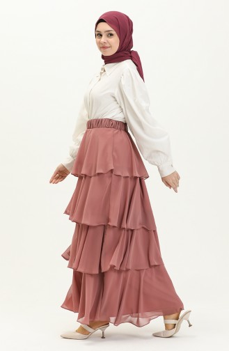 Tiered Chiffon Skirt 1001-04 Dusty Rose 1001-04