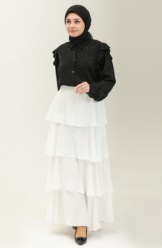 Tiered Chiffon Skirt 1001-05 Ecru 1001-05