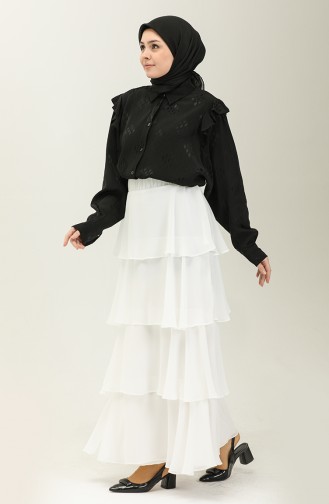 Tiered Chiffon Skirt 1001-05 Ecru 1001-05