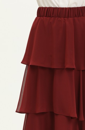 Tiered Chiffon Skirt 1001-07 Claret Red 1001-07