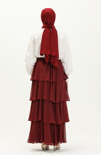 Tiered Chiffon Skirt 1001-07 Claret Red 1001-07