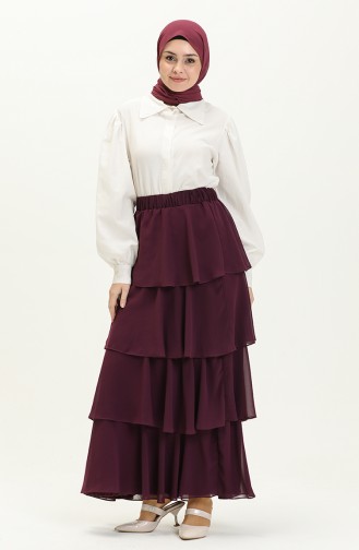 Tiered Chiffon Skirt 1001-08 Plum 1001-08