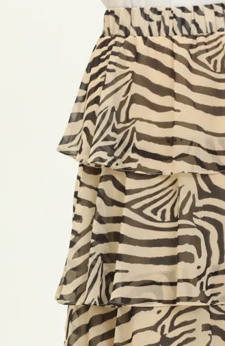 Zebra Print Tiered Chiffon Skirt 1001A-01 Beige Black 1001A-01