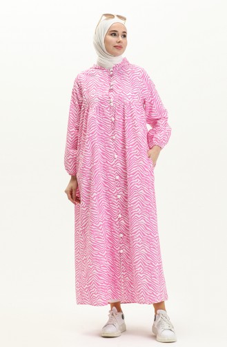 Terry Cotton Printed Abaya 24Y8871-01 Fuchsia 24Y8871-01