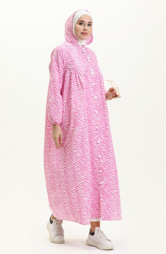 Terry Cotton Printed Abaya 24Y8871-01 Fuchsia 24Y8871-01