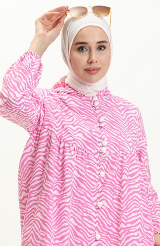 Terry Cotton Printed Abaya 24Y8871-01 Fuchsia 24Y8871-01
