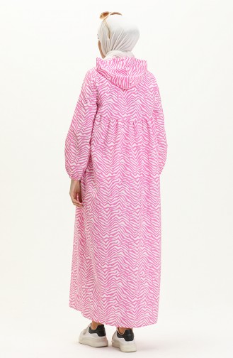 Teri gemusterte Abaya aus Baumwolle 24Y8871-01 Fuchsia 24Y8871-01