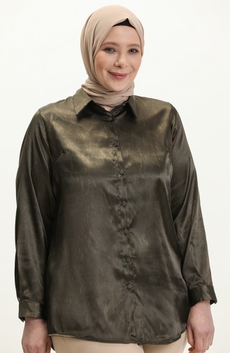 Dark Green Overhemdblouse 3609-03