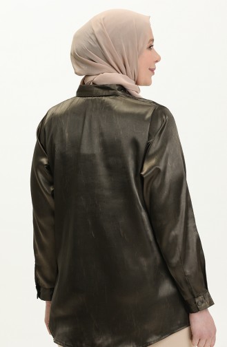 Übergröße Satin Damenhemd 3609-03 Dunkelgrün 3609-03