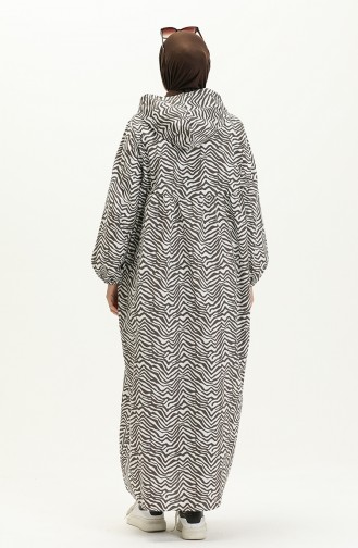 Terry Cotton Printed Abaya 24Y8871-06 Dark Brown 24Y8871-06