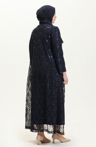 Navy Blue Hijab Evening Dress 1785