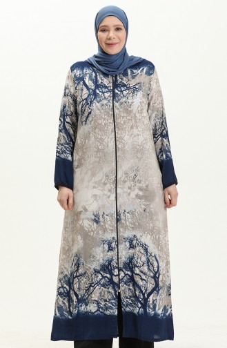 Plus Size Cotton Zippered Prayer Abaya 00012-02 Blue 00012-02