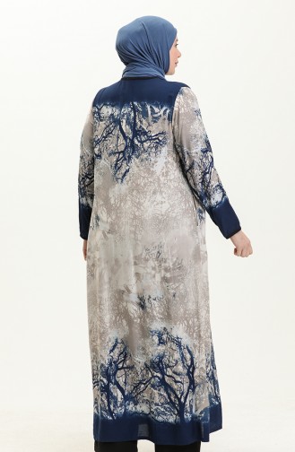 Plus Size Cotton Zippered Prayer Abaya 00012-02 Blue 00012-02