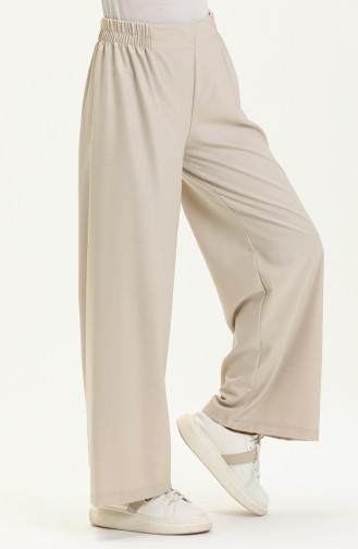 Wide Leg Elastic Waist Pants 2951-14 Beige 2951-14