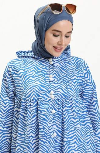 Terry Cotton Printed Abaya 24Y8871-03 Saxe 24Y8871-03