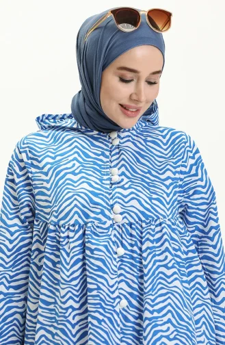 Terry Cotton Printed Abaya 24Y8871-03 Saxe 24Y8871-03