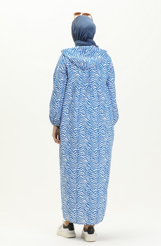 Terry Cotton Printed Abaya 24Y8871-03 Saxe 24Y8871-03