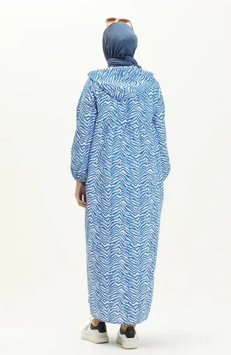 Terry Cotton Printed Abaya 24Y8871-03 Saxe 24Y8871-03
