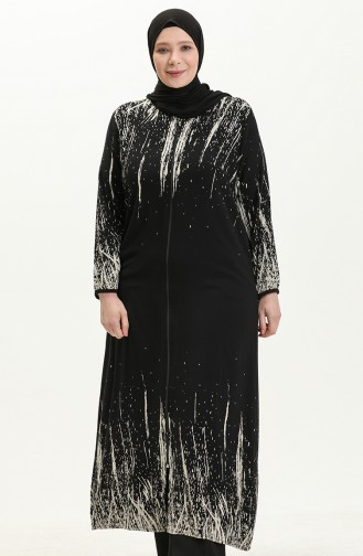 Plus Size Cotton Zippered Prayer Abaya 00012A-01 Black 00012A-01