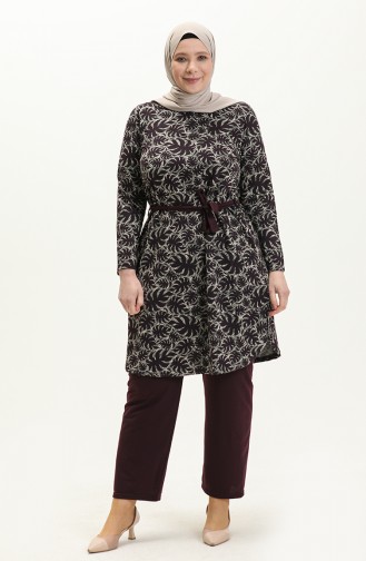 Plus Size Printed Suit 2602-01 Plum 2602-01