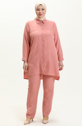 Plus Size Aerobin Fabric Two Piece Suit 1013-04 Dusty Rose 1013-04