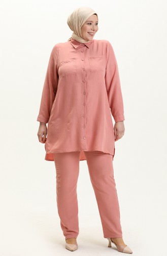 Plus Size Aerobin Fabric Two Piece Suit 1013-04 Dusty Rose 1013-04