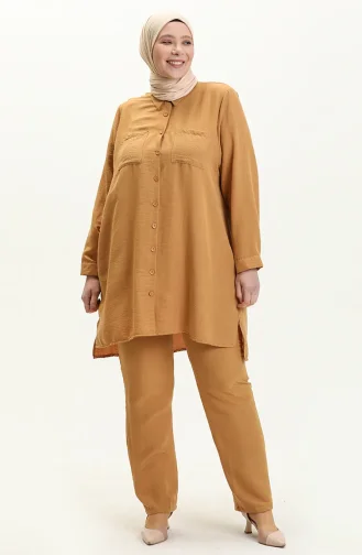 Plus Size Aerobin Fabric Two-Piece Suit 1013-05 Mustard 1013-05