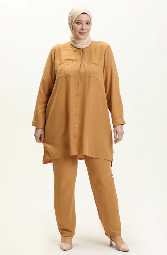 Plus Size Aerobin Fabric Two-Piece Suit 1013-05 Mustard 1013-05