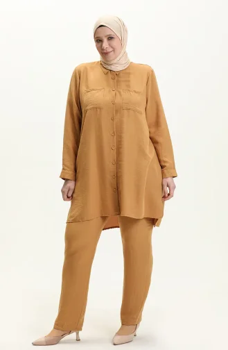 Plus Size Aerobin Fabric Two-Piece Suit 1013-05 Mustard 1013-05