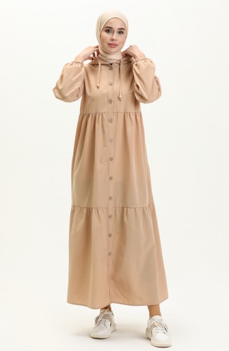 Terry Cotton Hooded Dress 24y8884-07 Milk Coffee 24Y8884-07